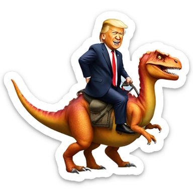 Trump riding dinosaur sticker