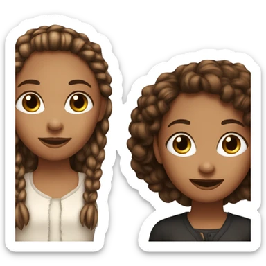 2 brown girls one with straight hair and the othe with curly hair. One black girl with braids. One white bo with brown hair sticker