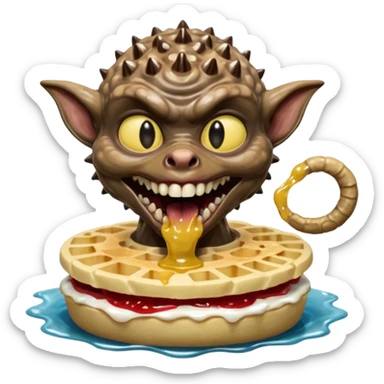 Deomgorgon from Stranger things eating eggos sticker