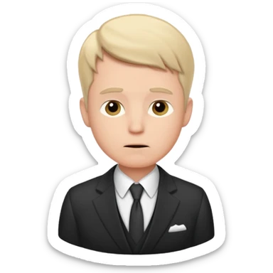 white man in formal suit thinking hard, looking up to left sticker