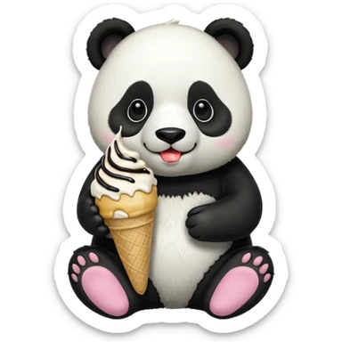 Panda eating ice cream sticker