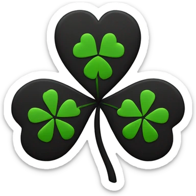 Black 5 leaf clover alphabet P sticker