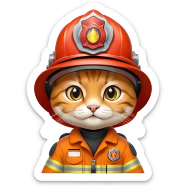 wild cat in firefighter suit sticker