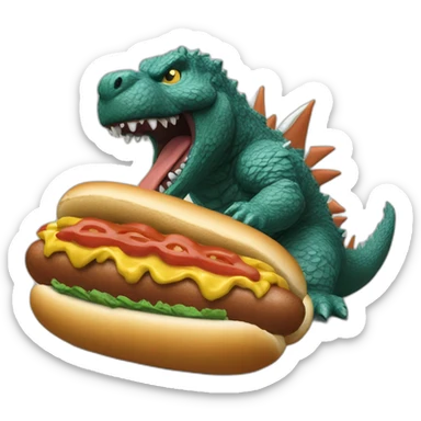Godzilla eating a chicago dog sticker