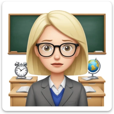 exhausted teacher in a bustling classroom sticker