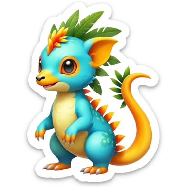 Cute cool fantasy tropical animal hybrid Fakemon full body sticker