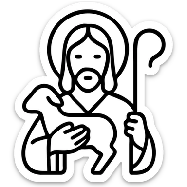 Jesus the Good Shepherd, outlined icon style sticker