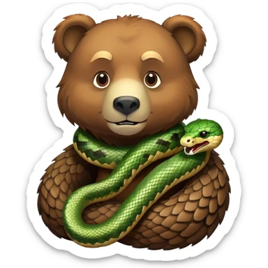 Bear with snake on his neck sticker