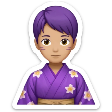 não binário japones kimono roxo sticker