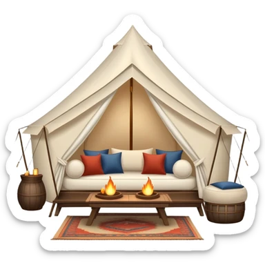 luxury glamping tent with elegant furniture and decorations sticker