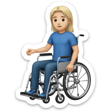 torso of a man with long hair, no legs, sitting in a wheelchair sticker