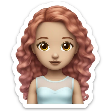 ocean blue doll eyes, brown red hair, feminine, pink, girl, angelic sticker