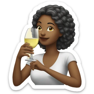 one young woman in love drinking white wine sticker