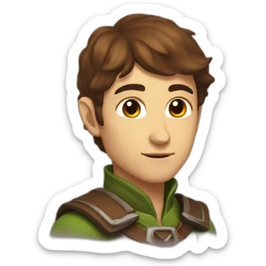 brown short hair nice elf ranger handsome sticker
