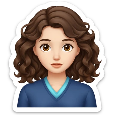 brunette girl with wavy hair sticker