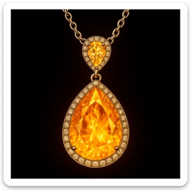 Add a yellow fiery light to the teardrop ruby pendant, representing transformation and rebirth sticker