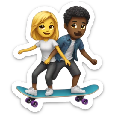 Two lovers on skateboard sticker