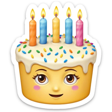 birthday cake with eyes and candles sticker