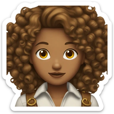 cowgirl curly brunette hair sticker