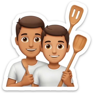 Two guys hugging a spatula sticker