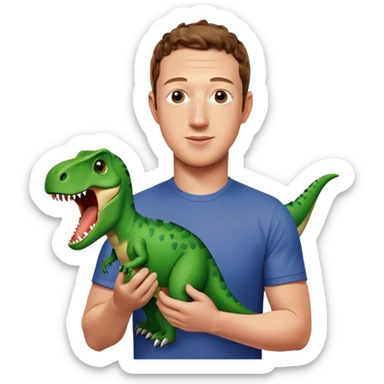 Mark Zuckerberg holding a trex sticker