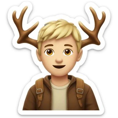 Boy with antler sticker