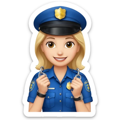 kelepçe tutan kadın polis sticker