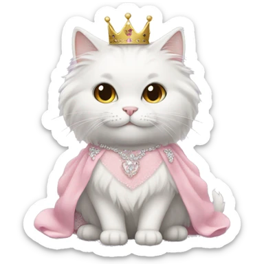 fluffy cat in a princess dress  sticker