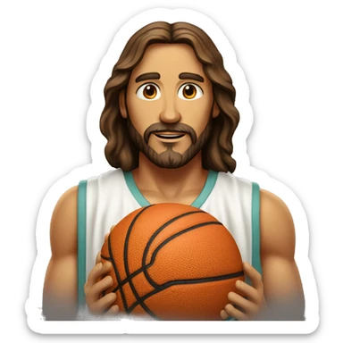 Jesus qui joue au basket-ball not a close up byrealistic face sticker