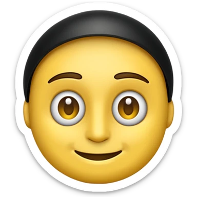 Crea un'emoji di EMON, robottino simpatico, stile cartoon piatto, colori nero, bianco e giallo, espressione felice con sorriso grande, occhi luminosi. PNG trasparente, 128x128 px, chiaro e leggibile.
 sticker