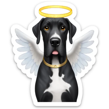 Black Great Dane with angel halo sticker