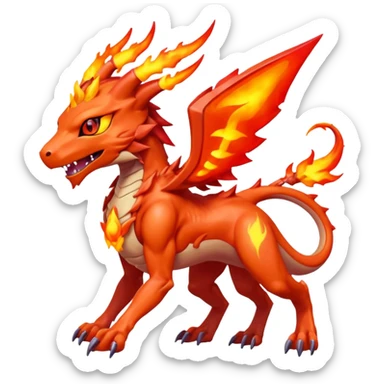 Beautiful Fiery Aesthetic Fakémon-Pokémon-Spectrobes-Digimon-hybrid-creature sticker