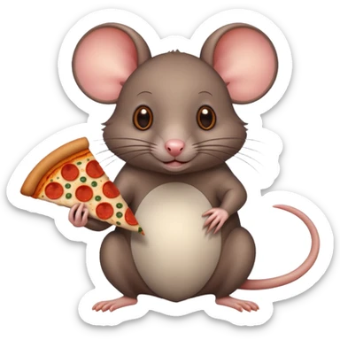 Rat with a pizza sticker