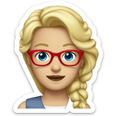 blonde teacher red glasses blue eyes sticker