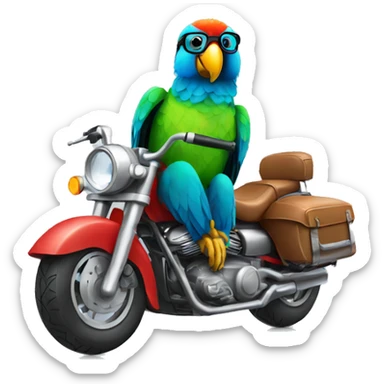 parrot with glasses on motorbike sticker