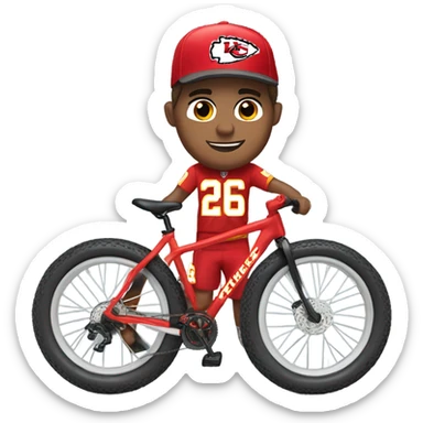 White boy in chiefs gear riding black mountain bike sticker