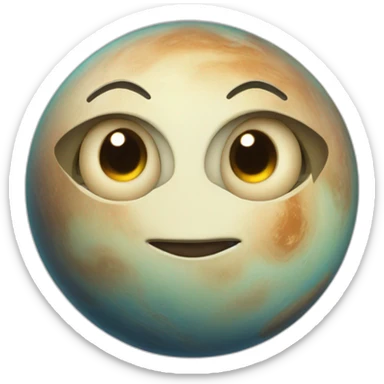 planet Venus with a cartoon young face with big courageous eyes sticker