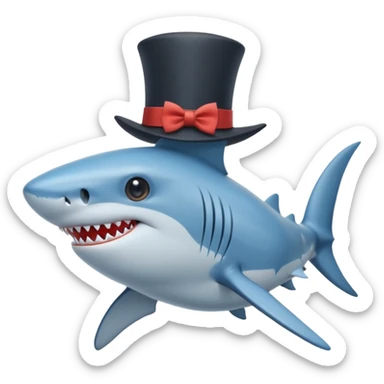 Shark with a top hat sticker