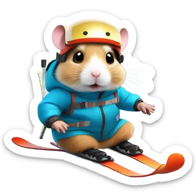 Skiing hamster sticker