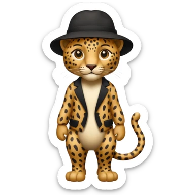 full body leopard in a black hat sticker
