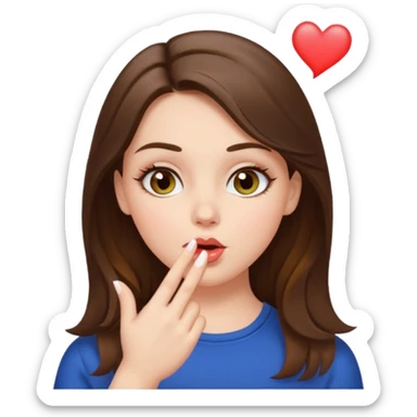 white girl with brunette hair and hazel eyes blowing a kiss sticker