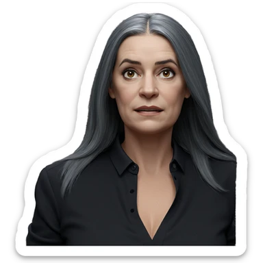 grey haired girl in black sticker