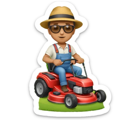 guy mowing a lawn sticker