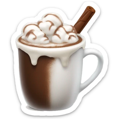 Hot chocolate with cream and marshmallow  sticker