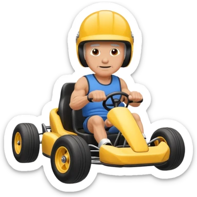 Muscular old guy in gokart sticker