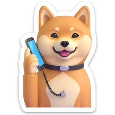 shiba inu calling on phone sticker