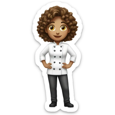 Female chef with a brown curly hair  sticker