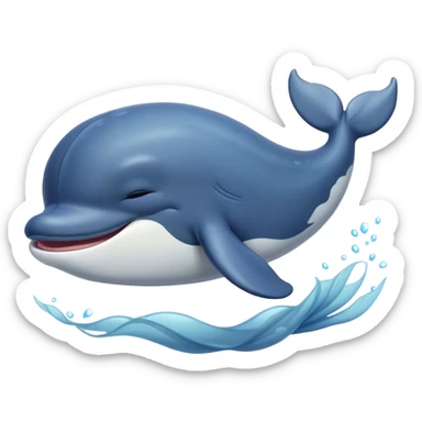Meme-Worthy Cute Sleeping Humpback Whale Portrait Emoji, Head resting peacefully with a contented smile, showcasing an enormous blue-gray body with gently drifting pectoral fins and eyes softly closed in serene slumber, Simplified yet adorably endearing features, highly detailed, glowing with a soft, drowsy deep-sea light, high shine, relaxed and utterly lovable, stylized with an air of playful oceanic laziness, soft glowing outline, capturing the essence of a sleeping humpback whale that feels destined to become the next viral icon of adorable marine rest! sticker