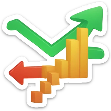 A graph with a falling arrow, representing declining sales. sticker