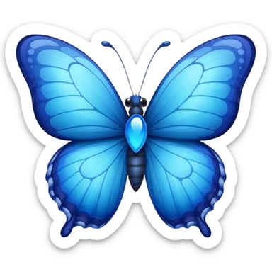 smiling butterfly with blue heart-shaped wings sticker